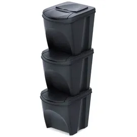 KEDEN Sortibox 25 l 3-tlg. Schwarz