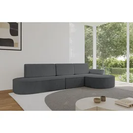 altdecor Eckcouch Cord 5-Sitzer Dunkelgrau
