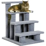 PawHut Tiertreppe Katzentreppe Hundetreppe 4 Stufen Grau 63,5x43x60cm für Katzen und Hunde, ideal für Senioren & kleine Tiere   Aosom.de