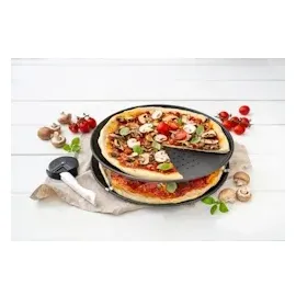 Zenker Pizza Stahlblech Set Pizzablech 6-tlg. Antihaftbeschichtet schwarz