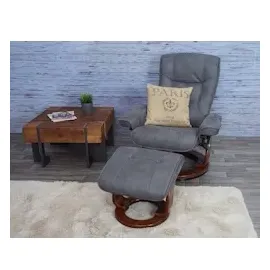 Robas Lund MCA Relaxsessel Hamilton, Fernsehsessel Hocker, Stoff/Textil 130kg belastbar ~ dunkelgrau, walnussfarben