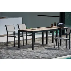 Outdoor Tisch Quadrat Hpl-Schichtstoff holzoptik / natur eloxiert 80x80