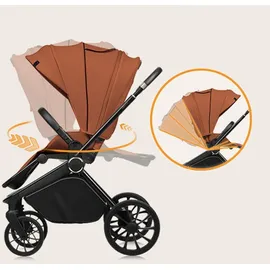 lionelo Mika Plus 2-in-1 Buggy 0-48 Monate (22kg), XXL-Verdeck mit UPF50+, 3-stufige Verstellung des Elterngriffs - Brown Rust - Braun