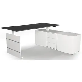 Kerkmann Move 3 elektrisch höhenverstellbarer Schreibtisch anthrazit, weiß rechteckig, Wangen-Gestell weiß 180,0 x 80,0 cm