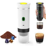 Lifellery Akku Kaffeemaschine, Tragbare Espressomaschine Auto Elektrische Kaffeemaschine, 12V Kaffeemaschine, Selbsterhitzung mit USB-C, für Camping Reise (weiß)