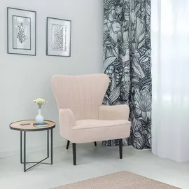 Mendler Lounge-Sessel HWC-K37 Chenille 75 x 80 x 75 cm creme-beige mit Kissen
