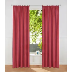 Vorhang MY HOME "Raja, Gardinen mit Kräuselband, Vorhänge Wohnzimmer" Gr. 4, rot, B:140cm H:245cm, Polyester, Recyceltes Material, Gardinen, 2er-Set, Bestseller, einfarbig, modern, pflegeleicht, Mikrofaser