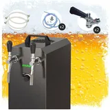 ich-zapfe STREAM 50K mit Luftpumpe Bierkoffer, Durchlaufkühler 2-leitig Trockenkühler, bis zu 55 Liter/h - BLACK EDITION, Zapfkopf 2:5 Liter Adapter,Zapfkopf:NC Adapter