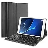 QYiiD Tastatur Hülle für Galaxy Tab A 10.1 2016 (SM-T580 / T585), Slim Leichte Schutzhülle mit Magnetisch Abnehmbarer QWERTZ Kabelloser Tastatur für Galaxy Tab A 10.1", Schwarz