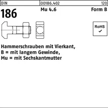 F. REYHER Nchfg. GmbH & Co. KG DIN 186 Form B Hammerkopfschraube M8x80 Stahl 4.6 blank m. Vierkant u. Mutter