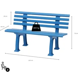 PROREGAL Gartenbank Antigua | 2-Sitzer | Himmelblau | HxBxT 74x120x54cm | UV-beständiger Kunststoff | Parkbank Sitzbank Gartenbänke  Terrasse