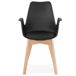 Armlehnstuhl aus Holz und Kunststoff  Skandinavischer Designstuhl mit ergonomischer Form  Modernes Design  58,5x50x82 cm  Kadima Design