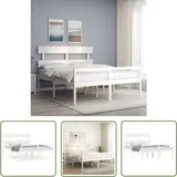 The Living Store Seniorenbett Mit Kopfteil 160x200 Cm Weiß Massivholz - Seniorenbett - Massivholzbette - Kiefernholzbett - Doppelbett - Weißes Bett