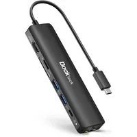 Dockteck USB C Hub Ethernet Adapter, Dockteck 7 in 1 Docking Station, USB-C Adapter mit HDMI 4K 60Hz, LAN RJ45, 100W PD, SD/Micro SD, 2 USB 3.0, für Steam Deck, MacBook/iPad, Surface Pro 7