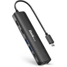 Dockteck USB C Hub Ethernet Adapter, Dockteck 7 in 1 Docking Station, USB-C Adapter mit HDMI 4K 60Hz, LAN RJ45, 100W PD, SD/Micro SD, 2 USB 3.0, für Steam Deck, MacBook/iPad, Surface Pro 7