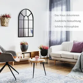 Homcom Wandspiegel 70 x 50 cm Spiegel mit Metallrahmen Dekorativer Hängespiegel Flurspiegel für Schlafzimmer Wohnzimmmer, Schwarz Metall, 2x50x70 Wandspiegel