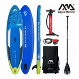 Aqua Marina SUP Board 320x81cm mit Reißverschlussrucksack Double Action-Pumpe LIQUID AIR V1 Paddel Einschub-Mittelfinne Sicherheitsleine Blau