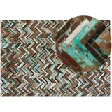 Beliani, Teppich, Teppich Kuhfell braun-beige-blau 160 x 230 cm Patchwork AMASYA (160 x 230 cm)