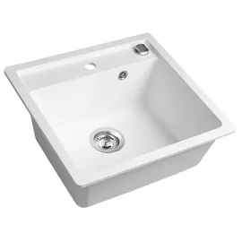 Sapho Granitspüle 1 Becken rechts Einbauart Weiß Handbetätigung 530 x 500 mm