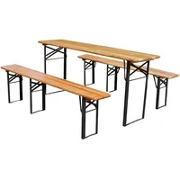 Bierzeltgarnitur,Picknicktisch mit 2 Bierbank, Biertisch Klappbar,Festzeltgarnitur klappbar,Biertisch mit Drei Stützen, der Einem Druck von 200 kg Standhält,Stabiles und langlebiges Picknick-Set 177cm