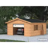 PALMAKO AS Blockbohlen-Garage, BxT: 450 x 550 cm (Außenmaße), Holz - braun