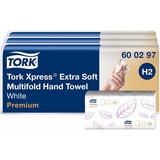 Tork Xpress extra weiche Multifold Papierhandtücher 600297 - H2 Premium Falthandtücher für Handtuchspender - extra weich und saugfähig, 2-lagig, weiß - 7 x 100 Tücher