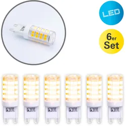 NÄVE LED-Leuchtmittel "Denny", F (A-G), transparent, L:6,10cm Ø:1,60cm, Leuchtmittel, 6er-Set, Leuchtmittel G9/3,5W, Effizienzklasse F, Keramik/Kunststoff