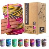 MeriWoolArt® Premium Makramee Garn - Makramee Baumwollgarn 3mm x 200m - Super weiches Garn, einfach gedrehte Makramee Schnur - Öko-Tex 100% recyceltes Baumwolle für DIY Boho Deko Handwerk