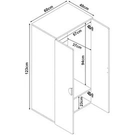 [en.casa] Kinderkleiderschrank Sandnes 123 x 60 x 40 cm Holznachbildung weiß rosa