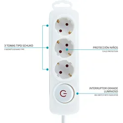 TM Electron Mehrfachsockel 3 Steckdosen Weißer Schalter
