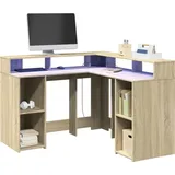 vidaXL LED-Schreibtisch Sonoma-Eiche 130x130x91 cm Holzwerkstoff - Braun