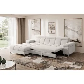 altdecor Ecksofa Cord mit Schlaffunktion 2-Sitzer Creme