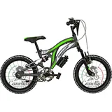 Via Veneto by Canelllni Kinderfahrrad Mtb Full Suspension 16 Colorado – 16” (Grau/Grun) - Grün