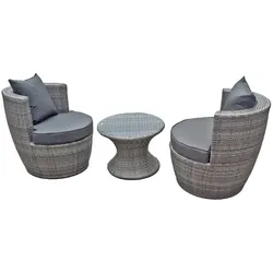 Garden Pleasure Club Set Sitzgruppe Garten Sessel Lounge Tisch Rattan Optik grau