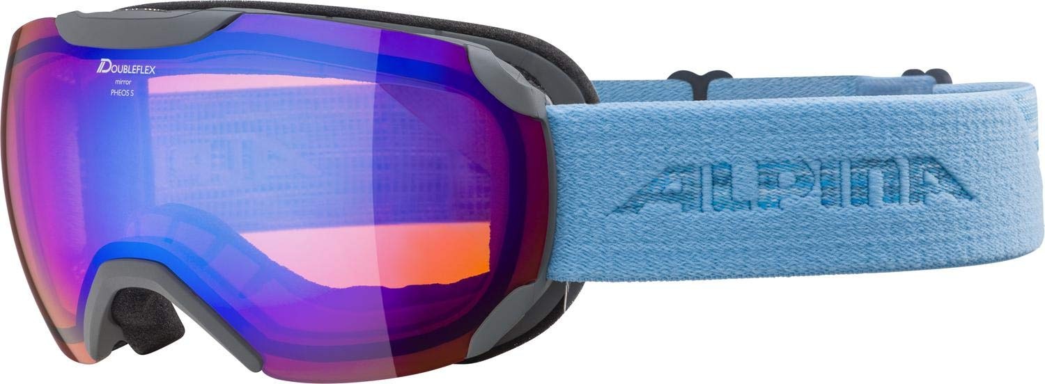 ALPINA PHEOS S Q-LITE - Verspiegelte, Kontrastverstärkende Skibrille Mit 100% UV-Schutz Für Erwachsene, grey-syblue, One Size