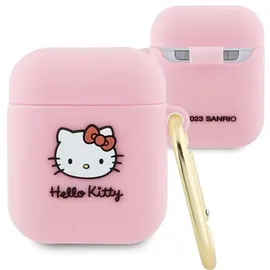 HELLO KITTY Hka23dkhsp AirPods 1/2 Hülle, Rosa/rosa Silikon, 3d-katzenkopf