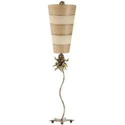 Licht-Erlebnisse Bodenleuchte TASORE Creme Beige Kunstvoll mit Blattgold-Verzierungen LE51065
