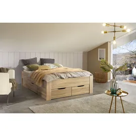 Rauch Stauraumbett RAUCH "Aditio", braun (struktureichefarben hell), B:146cm H:50cm L:208cm, Betten, Stauraumbett, ohne Kopfteil, inklusive Schubkästen