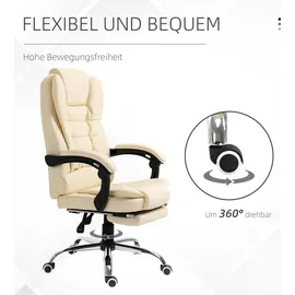 Homcom Chefsessel mit Fußstütze Neigefunktion Höhenverstellbar Armlehne