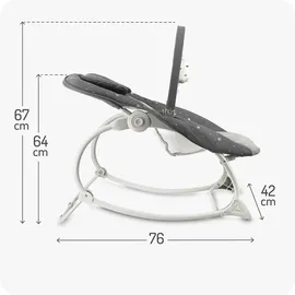 MOMI LAPIS für Babys bis 12 kg, Batteriebetrieb, 3-Punkt-Sicherheitsgurt, Bügel und 2 Spielzeuge, 3-fach verstellbare Rückenlehne, 8 Melodien, 3 Vibrationsmodi