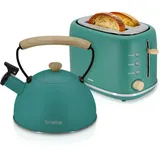 Briebe Nordic Set Toaster 2 Scheiben Breite Schlitze + Wasserkessel Induktion 2,3 L, SKT1177GRE, Grün