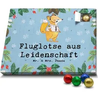 Mr. & Mrs. Panda Schoko Adventskalender Fluglotse Leidenschaft - Blau Pastell - Geschenk, Kollege, Luftfahrtpersonal, Ausbildung, Rente, Mitarbeite... - Blau