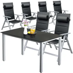 Garten-Sitzgruppe Bern Premium 7-tlg Silber Alu