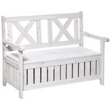 Outsunny - Sitzbank mit Stauraum 2-Sitzer Gartentruhe Truhenbank Kissentruhe Aufbewahrung Weiß 115 x 61 x 85 cm