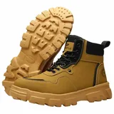 Torcarvh Herren Arbeitsschuh Stahlkappenschuhe Sportlich Schnittschutzstiefel Sicherheitsschuh SBP, mit Stahlkappe, Wasserdicht,Rutschfest braun 44(283MM)