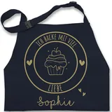 Kinderschürze Schürze Kinder Jungen Mädchen - Backschürze - Ich backe mit viel Liebe - 7-14 Jahre - Navy Blau - junge personalisierte geschenke für backen utensilien backfans schürzen - 7-13 Jahre