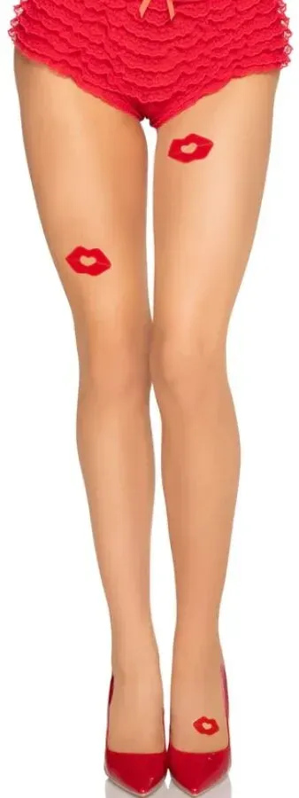 LEG AVENUE - 1415 DURCHSICHTIGE LYCRA-STRÜMPFE MIT KÜSSEN - EINE GRÖSSE