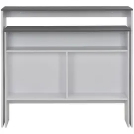 vidaXL Bartisch mit 2 Tischplatten Weiß und Grau 130 x 40 x 120 cm