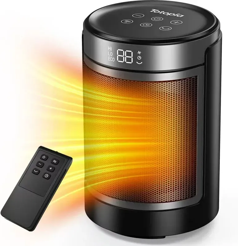 Totopia 1500W Heizlüfter, 4 Modi, PTC Keramik, LED-Display & Fernbedienung, 12-Stunden-Timer, breite Oszillation, Heizlüfter Energiesparend, Überhitzungs- & Kippschutz, PTC-907B