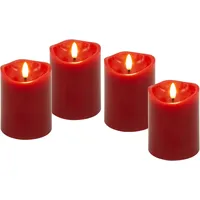 goobay LED-Echtwachskerzen 4 St. rot